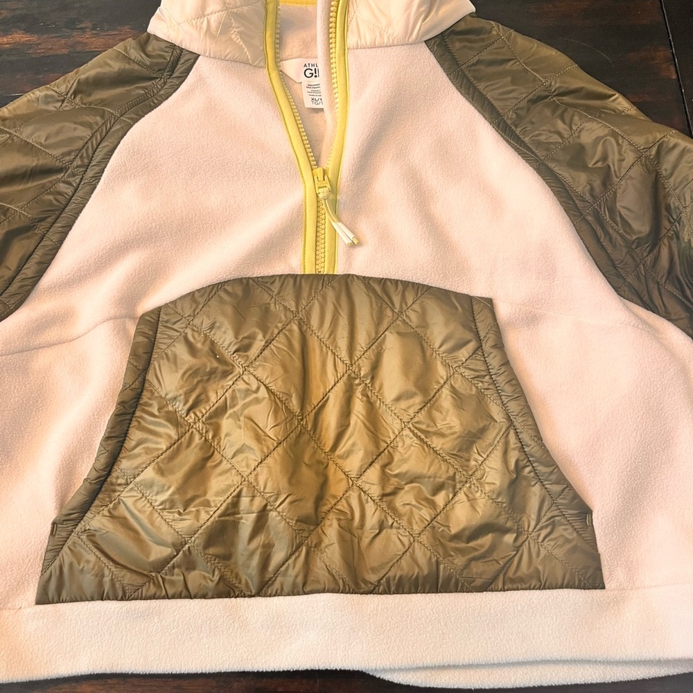 Athleta Kids Puffer Jacket - Cream and Olive